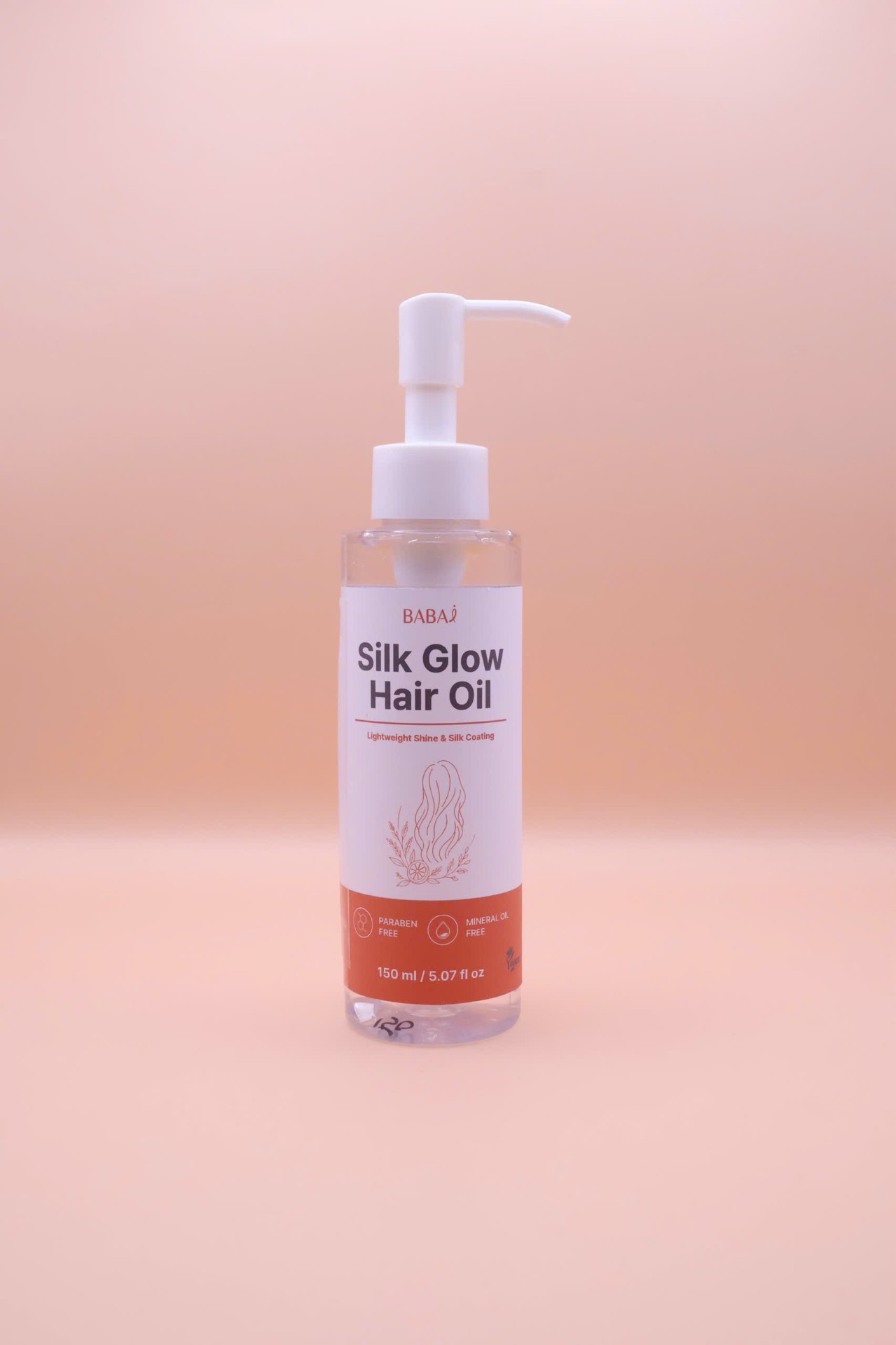 실크 글로우 헤어 오일 — BABAi 두피케어. 실크처럼 부드럽게, 모발을 빛나게 (150ml / 5.07 fl oz).